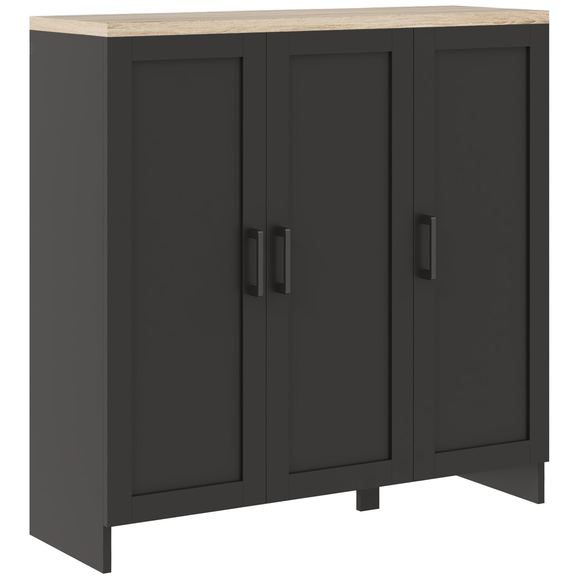 HOMCOM Modern Buffet Cabinet with Storage, 35" Narrow Sideboard, Kitchen Storage Cabinet with 3 Shaker Doors and Adjustable Shelves, Black