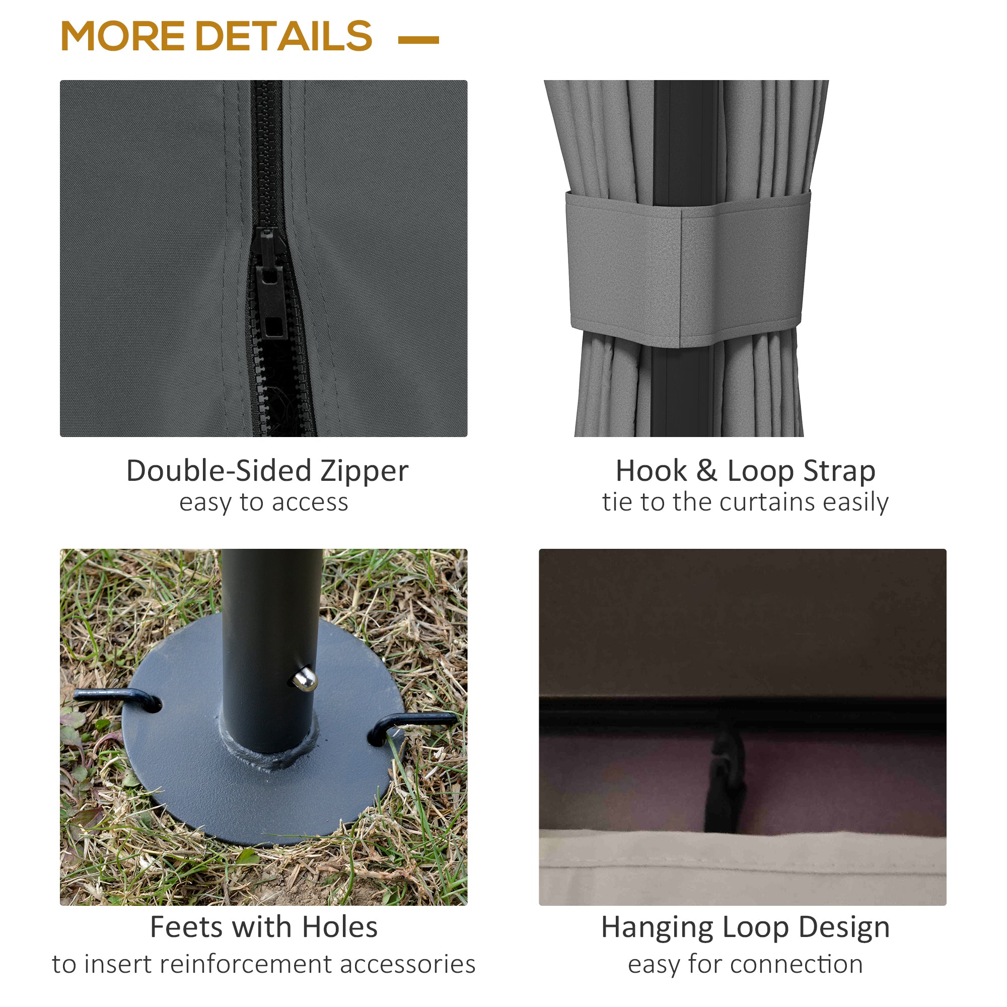 Outsunny 10' x 10' 2-Tier Outdoor Gazebo Canopy Tent with Zippered Mesh Sidewalls, Aluminum Frame for Patio, Backyard, Light Grey