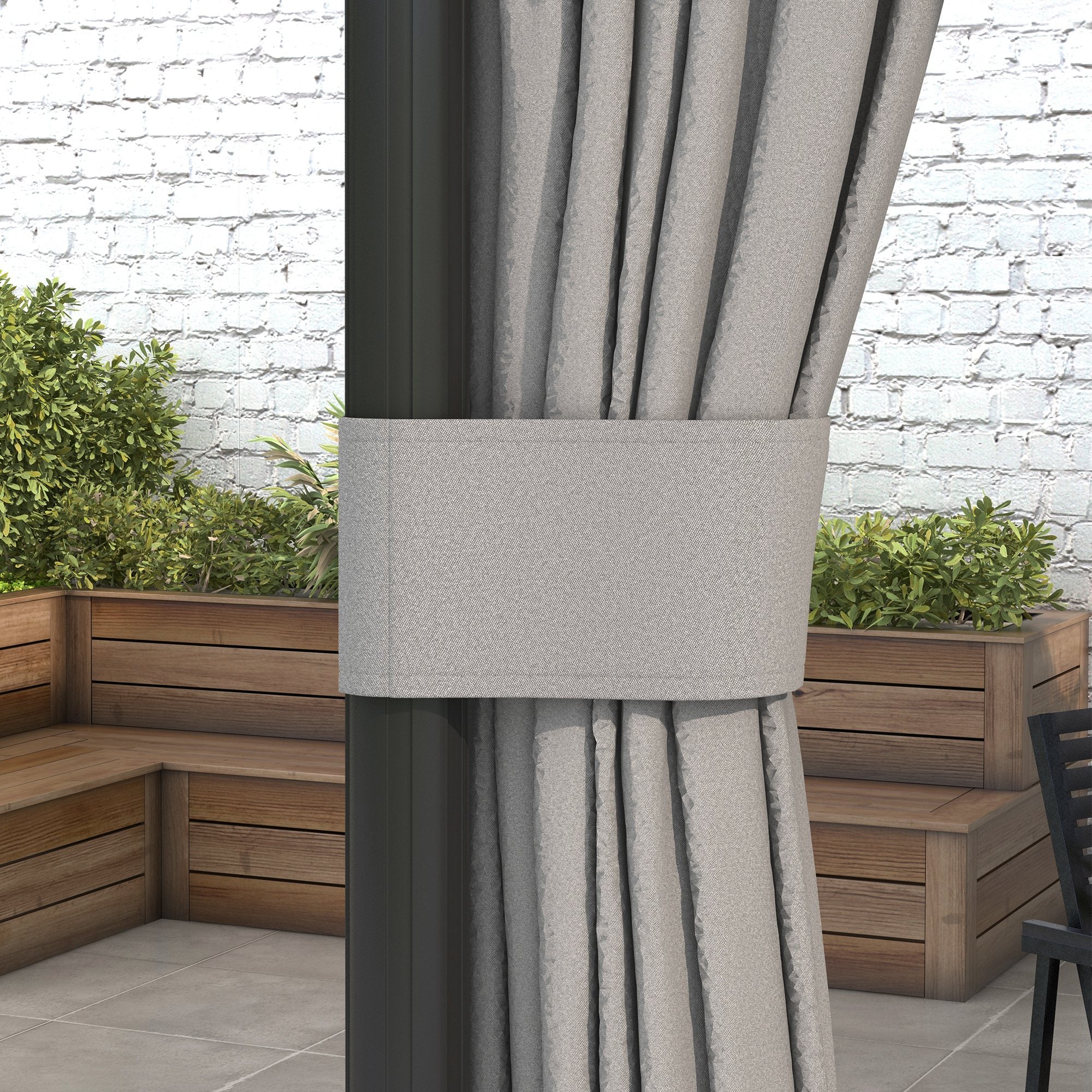 Outsunny 10' x 10' 2-Tier Outdoor Gazebo Canopy Tent with Zippered Mesh Sidewalls, Aluminum Frame for Patio, Backyard, Light Grey