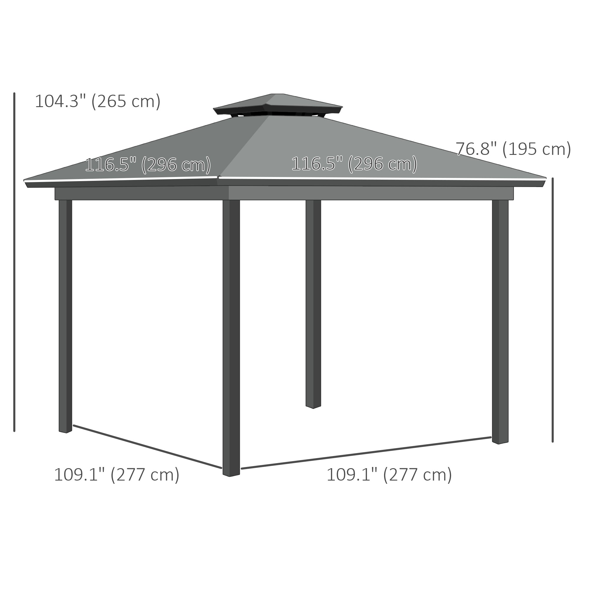 Outsunny 10' x 10' 2-Tier Outdoor Gazebo Canopy Tent with Zippered Mesh Sidewalls, Aluminum Frame for Patio, Backyard, Light Grey