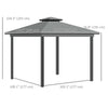 Outsunny 10' x 10' 2-Tier Outdoor Gazebo Canopy Tent with Zippered Mesh Sidewalls, Aluminum Frame for Patio, Backyard, Light Grey