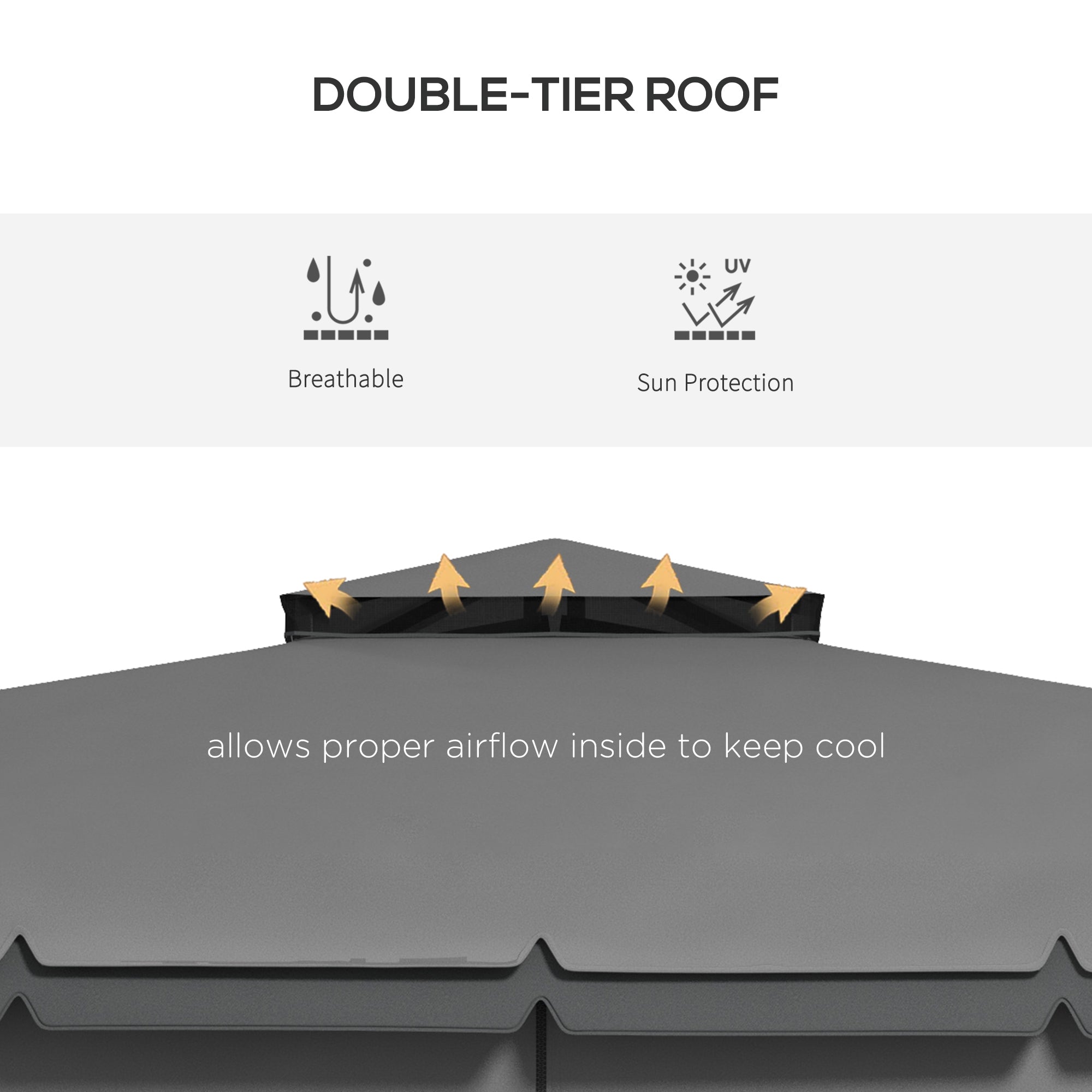 Outsunny 10' x 10' 2-Tier Outdoor Gazebo Canopy Tent with Zippered Mesh Sidewalls, Aluminum Frame for Patio, Backyard, Light Grey