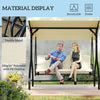 Outsunny 3 Seater Patio Swing Chair Convertible Cushioned Porch Swing Bed Outdoor Swing with Canopy Beige