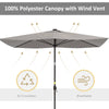 Outsunny 6.5x10ft Patio Umbrella Rectangle Solar Powered Tilt Aluminum Outdoor Market Parasol with LEDs Crank (Light Grey)