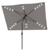 Outsunny 6.5x10ft Patio Umbrella Rectangle Solar Powered Tilt Aluminum Outdoor Market Parasol with LEDs Crank (Light Grey)