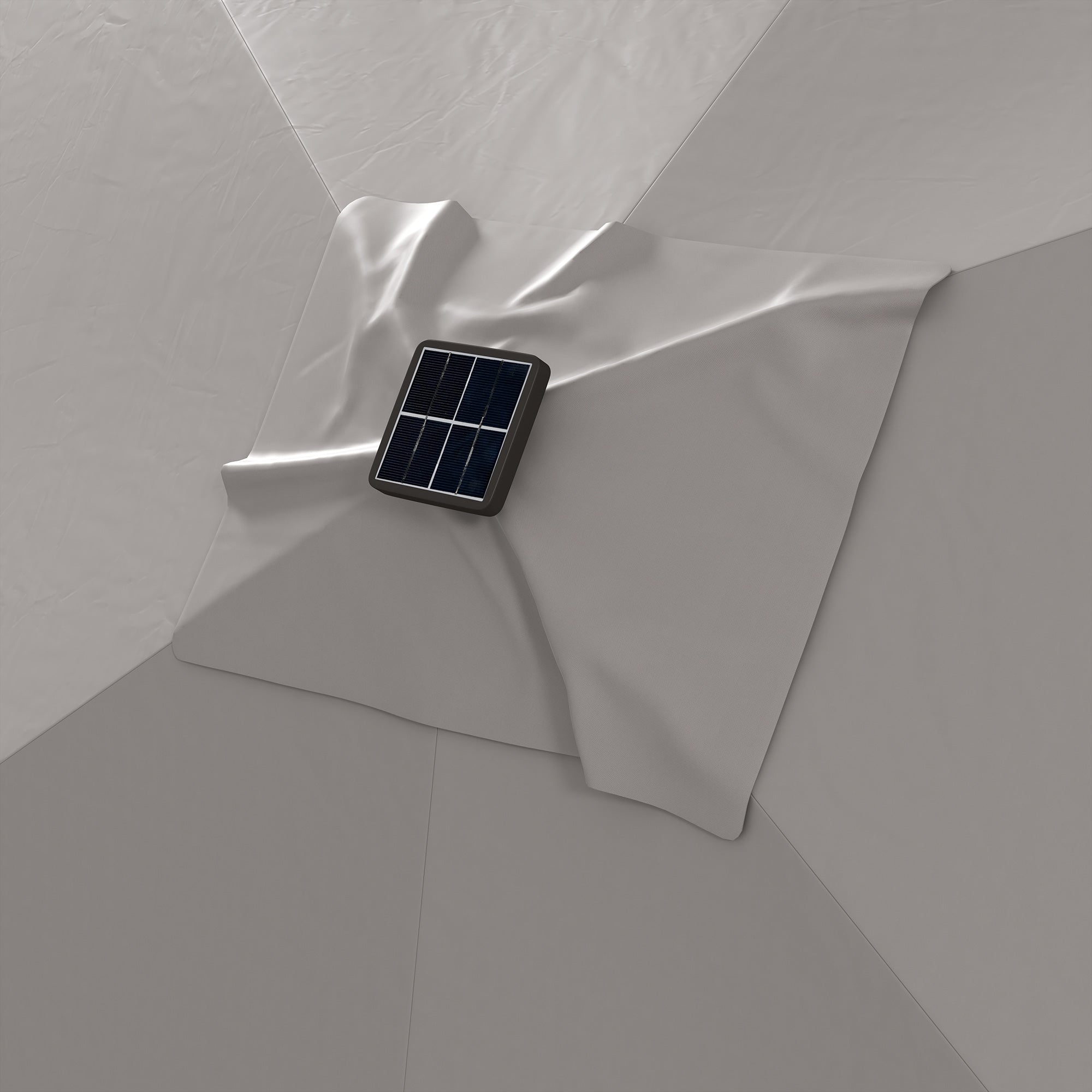 Outsunny 6.5x10ft Patio Umbrella Rectangle Solar Powered Tilt Aluminum Outdoor Market Parasol with LEDs Crank (Light Grey)