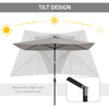 Outsunny 6.5x10ft Patio Umbrella Rectangle Solar Powered Tilt Aluminum Outdoor Market Parasol with LEDs Crank (Light Grey)