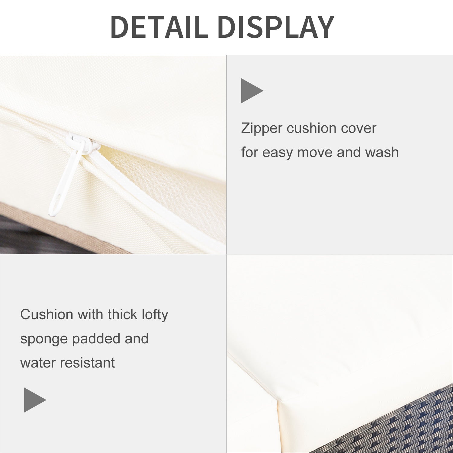 Outsunny Deluxe 3 Seat Rattan Wicker Sofa Garden Outdoor Patio Furniture with Cushion, Cream White