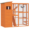 PawHut Catio Outdoor Cat Enclosure, 76" L Large Weatherproof Cat House with Cat Condo, Jumping Platforms, Ladder, Ramps, Hammock for 2-3 Indoor Cats, Orange