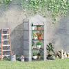 Outsunny 28" x 20" x 63" Portable Greenhouse with 4 Tier Shelves Outdoor Hot House Plant Flower Greenhouse, Steel Frame, PE Cover, White