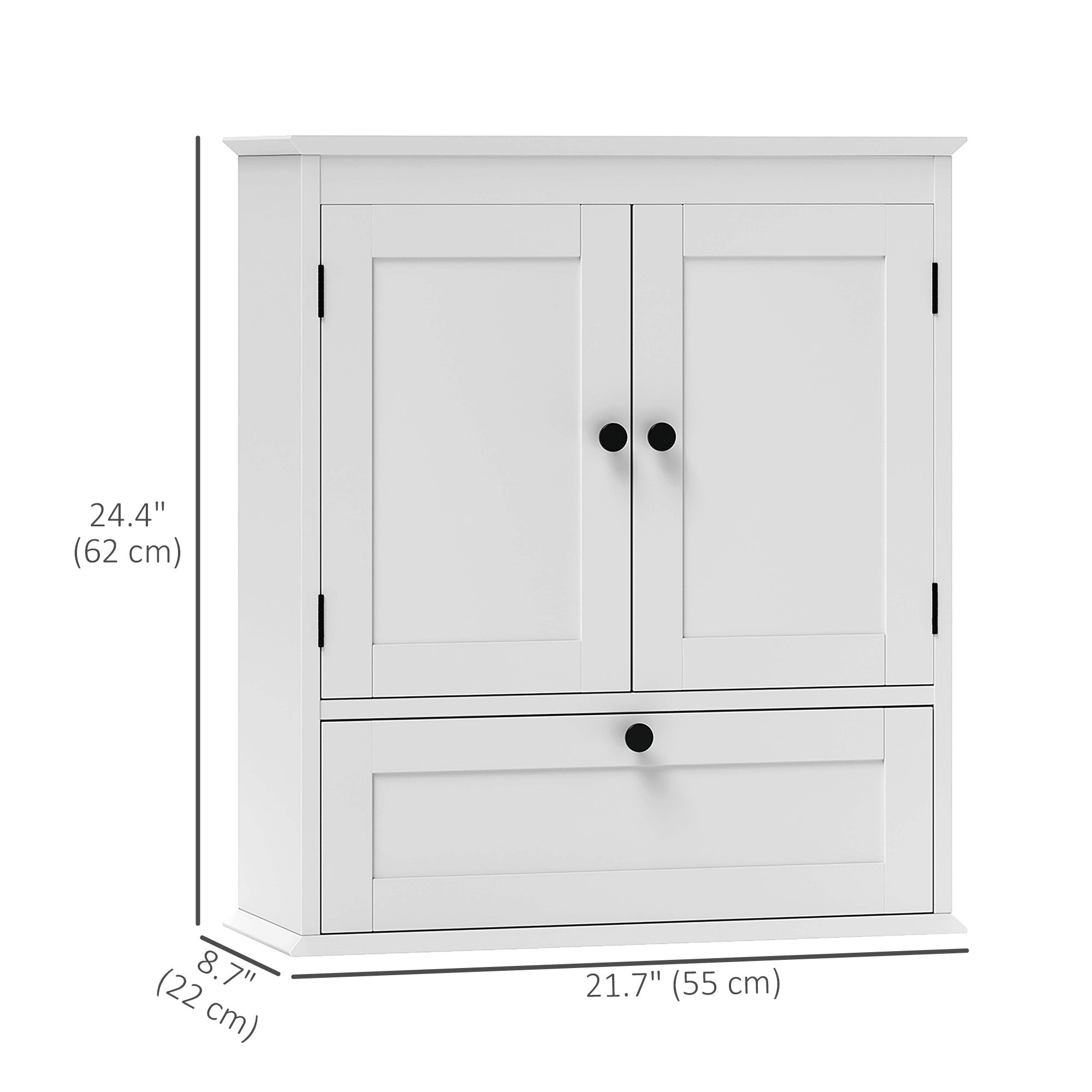 HOMCOM Medicine Cabinet with Adjustable Shelf, Bathroom Wall Cabinet with Recessed Panels, Bathroom Cabinet with Storage, White