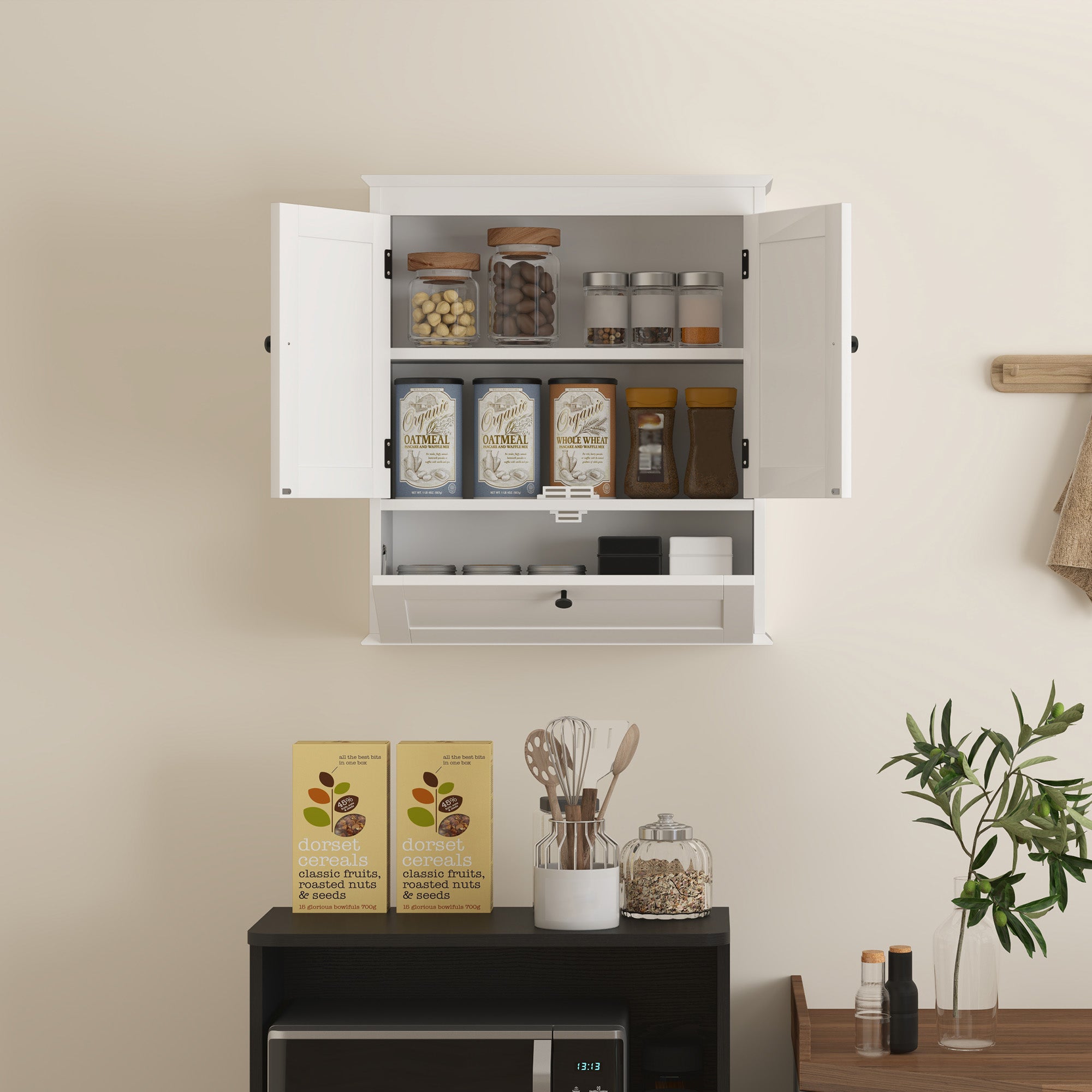 HOMCOM Medicine Cabinet with Adjustable Shelf, Bathroom Wall Cabinet with Recessed Panels, Bathroom Cabinet with Storage, White