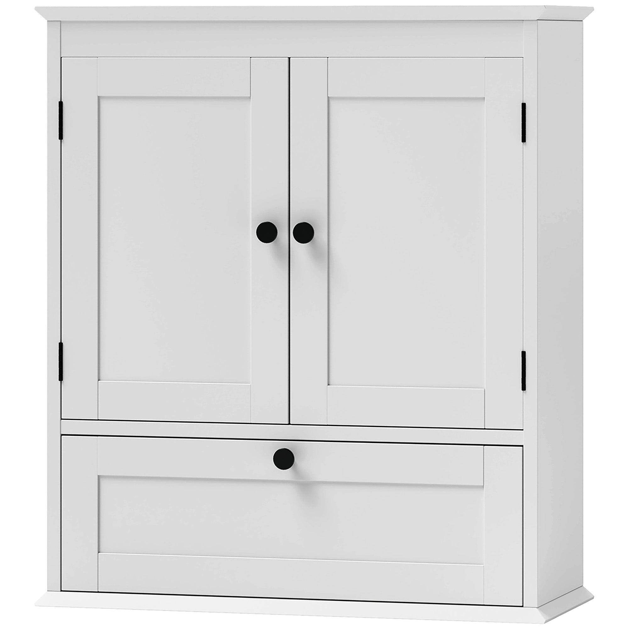 HOMCOM Medicine Cabinet with Adjustable Shelf, Bathroom Wall Cabinet with Recessed Panels, Bathroom Cabinet with Storage, White