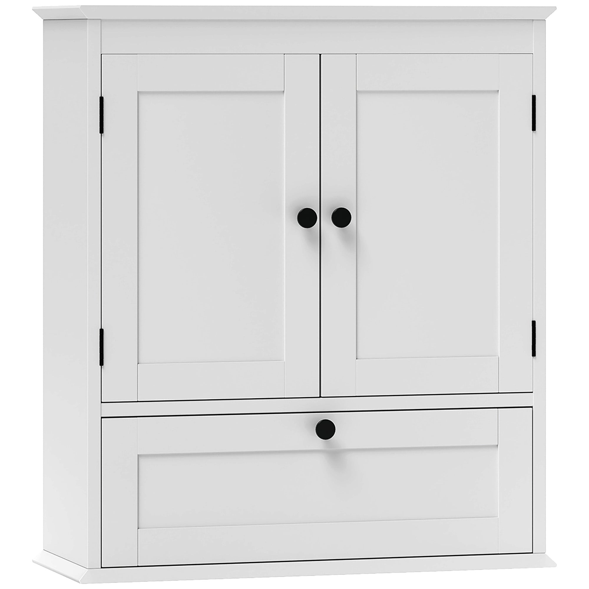 HOMCOM Medicine Cabinet with Adjustable Shelf, Bathroom Wall Cabinet with Recessed Panels, Bathroom Cabinet with Storage, White