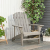 Outsunny Wood Adirondack Chair, Outdoor Patio Muskoka Chair with Slatted Design for Deck, Garden, Backyard, Fire Pit, Light Grey