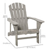 Outsunny Wood Adirondack Chair, Outdoor Patio Muskoka Chair with Slatted Design for Deck, Garden, Backyard, Fire Pit, Light Grey