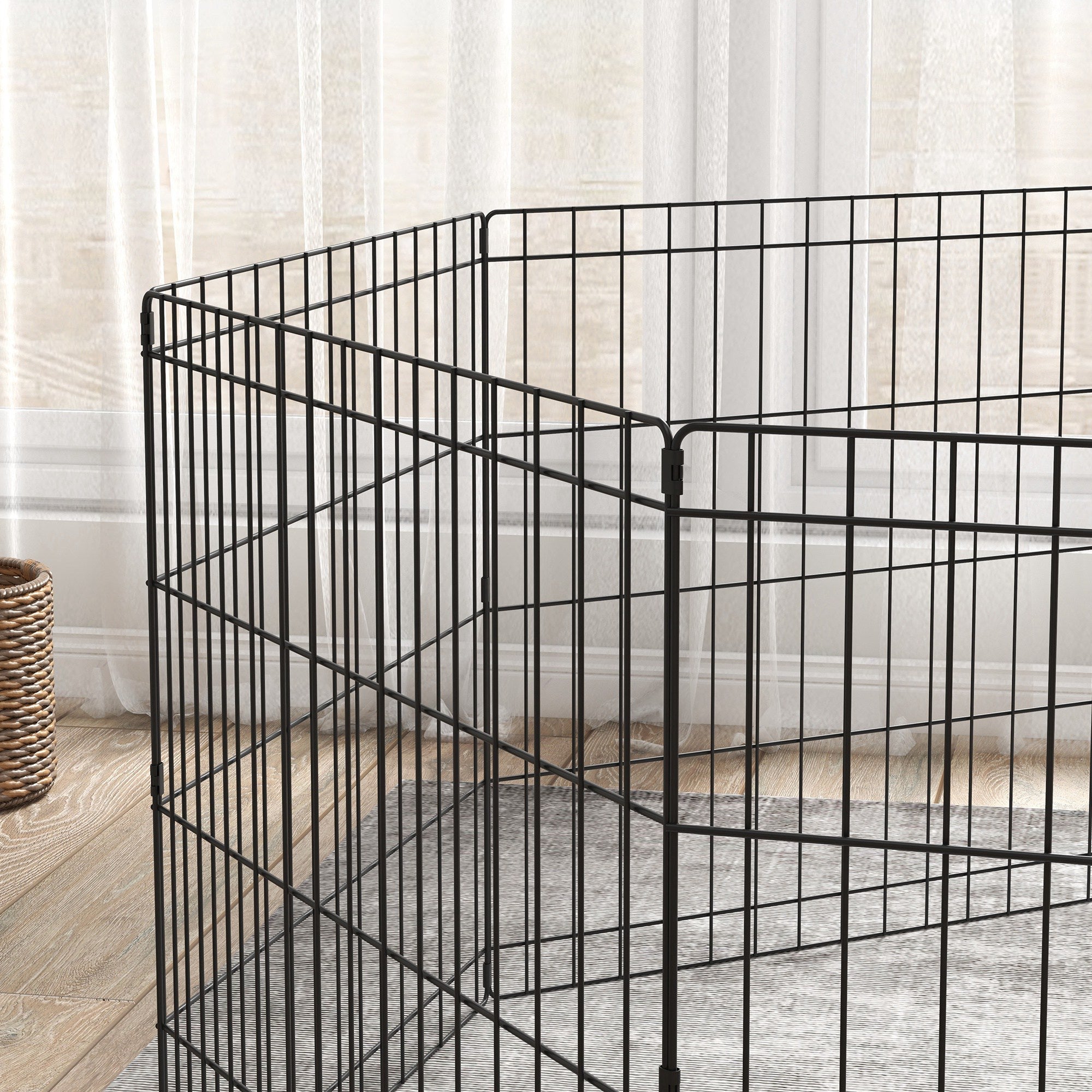 PawHut Eight-Panel Dog Playpen Puppy Pen Rabbits, Guinea Metal Crate, Pet Cage, Run Indoor, Outdoor, 61 x 61cm