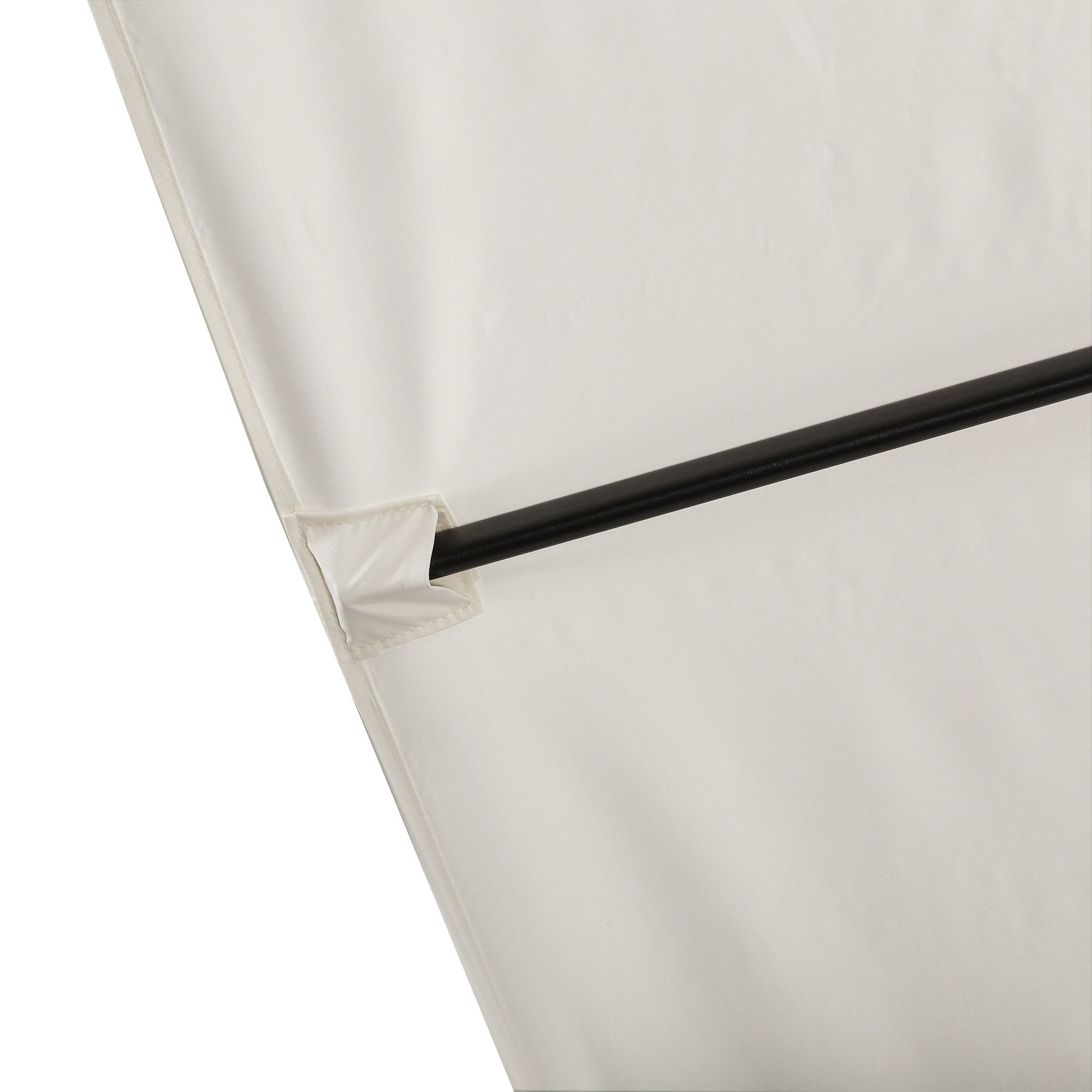 Outsunny 8' x 8' Square Patio Hanging Offset Umbrella with 360° Rotation, Aluminum Outdoor Cantilever Parasol with Crank & Tilt, Sun Canopy Shelter with Cross Base, Cream White