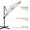 Outsunny 8' x 8' Square Patio Hanging Offset Umbrella with 360° Rotation, Aluminum Outdoor Cantilever Parasol with Crank & Tilt, Sun Canopy Shelter with Cross Base, Cream White