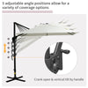 Outsunny 8' x 8' Square Patio Hanging Offset Umbrella with 360° Rotation, Aluminum Outdoor Cantilever Parasol with Crank & Tilt, Sun Canopy Shelter with Cross Base, Cream White