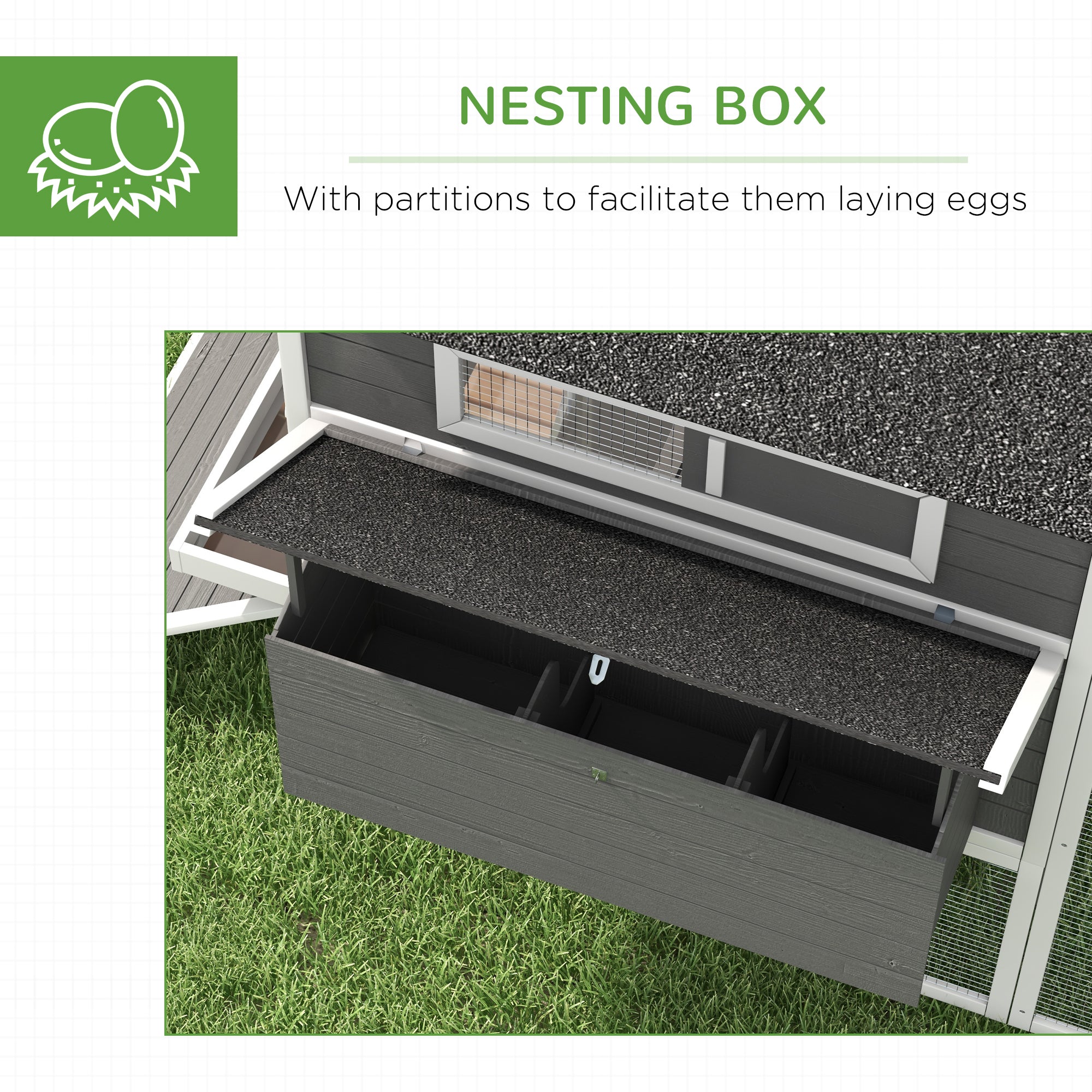 PawHut 137" Chicken Coop, Wooden Large Hen House with Chicken Run, Nesting Box, Poultry Cage for Outdoor, Backyard, Grey