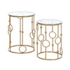 HOMCOM Round Coffee Tables Set of 2, Gold Nesting Side End Tables with Tempered Glass Top, Steel Frame for Living Room