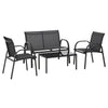 Outsunny 4-Piece Patio Furniture Set Garden Conversation Set with Loveseat, Single Chairs and Coffee Table for Backyard Poolside Balcony