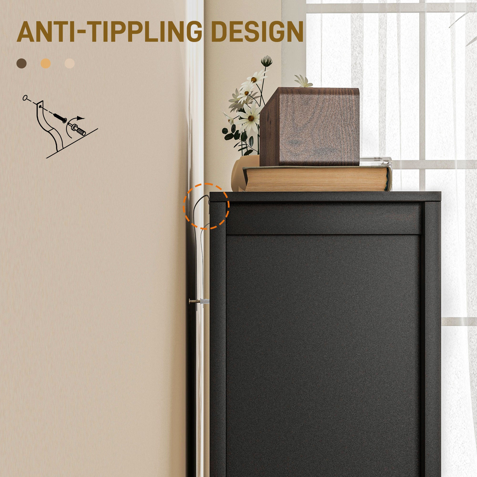 HOMCOM Kitchen Storage Cabinet, Sideboard Buffet Cabinet with 2 Barn Doors and Adjustable Shelves, Black Oak