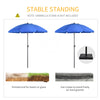 Outsunny 6ft Beach Umbrella with Push Button Tilt, Ruffled Outdoor Umbrella with UV50+ Vented Canopy, Blue