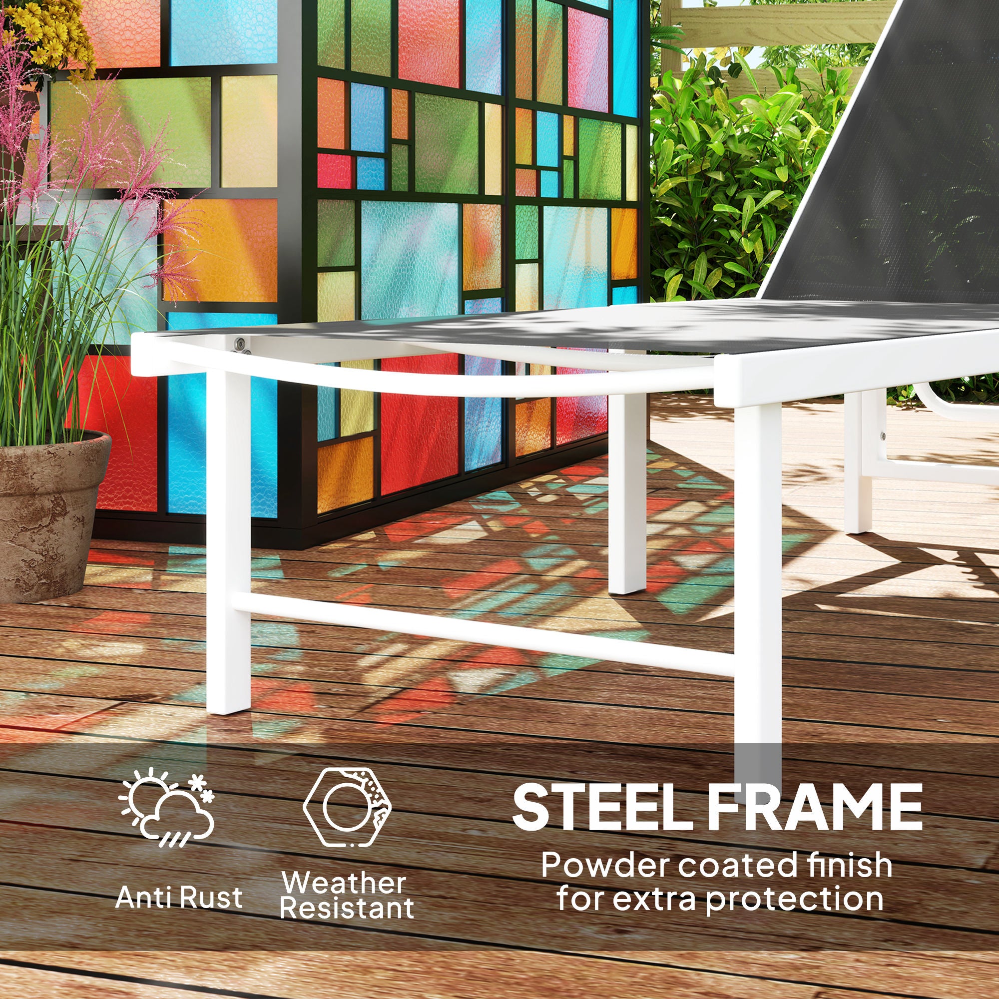 Outsunny Outdoor Lounge Chair, 5-Level Adjustable Outdoor Chaise Lounge Chair, Breathable Mesh Patio Sun Tanning Chair with Steel Frame for Backyard, Beach, Poolside, Grey