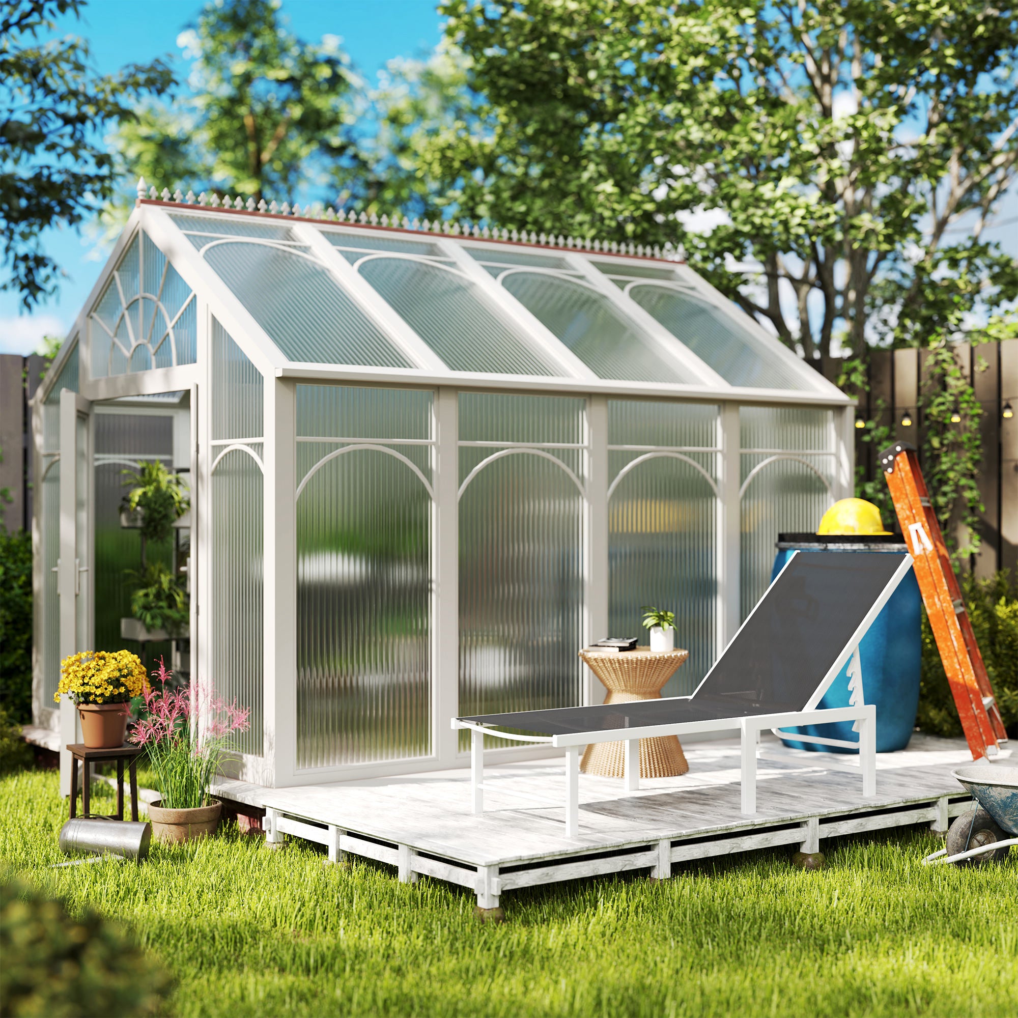 Outsunny Outdoor Lounge Chair, 5-Level Adjustable Outdoor Chaise Lounge Chair, Breathable Mesh Patio Sun Tanning Chair with Steel Frame for Backyard, Beach, Poolside, Grey