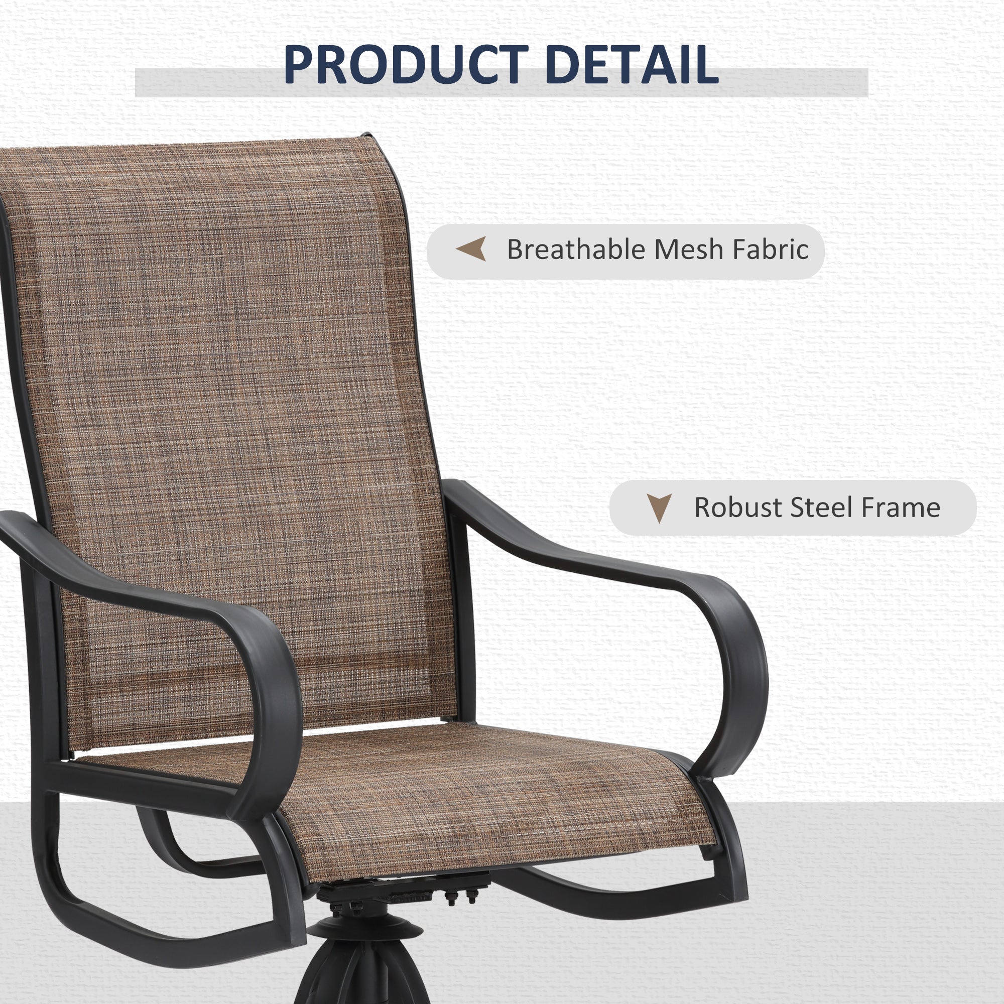 Outsunny 5-Piece Outdoor Patio Dining Set, 4 Swivel Rocker Chairs and 37" x 37" Dining Table Furniture Set with Umbrella Hole for Garden, Lawn and Backyard, Black