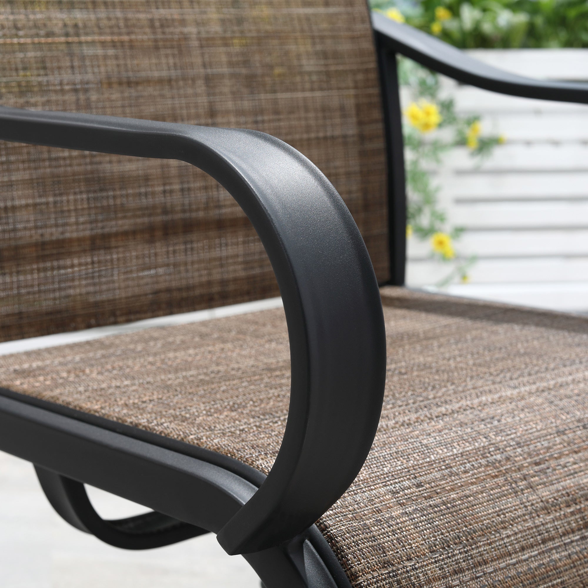 Outsunny 5-Piece Outdoor Patio Dining Set, 4 Swivel Rocker Chairs and 37" x 37" Dining Table Furniture Set with Umbrella Hole for Garden, Lawn and Backyard, Black