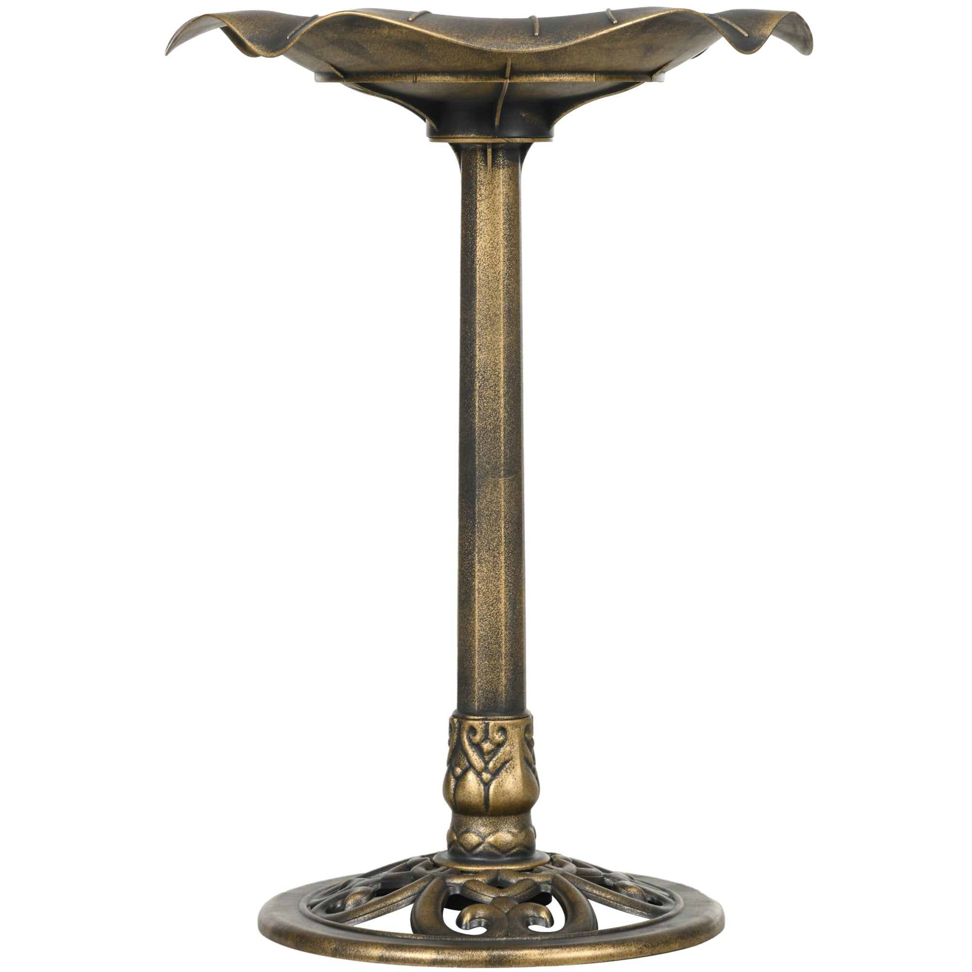 Outsunny Bird Bath for Outdoors, 28" Height Birdbath with Lotus Leaf Basin, Vintage Decorative Bird Feeder with Stand for Garden, Yard, Patio Decor, Bronze