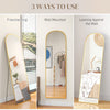 HOMCOM Arched Full Length Mirror, 64" x 20" Aluminum Full Body Mirror with Stand, Free Standing, Wall Mounted or Leaning Floor Length Mirror for Living Room, Bedroom, Gold