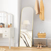 HOMCOM Arched Full Length Mirror, 64" x 20" Aluminum Full Body Mirror with Stand, Free Standing, Wall Mounted or Leaning Floor Length Mirror for Living Room, Bedroom, Gold