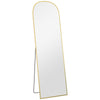 HOMCOM Arched Full Length Mirror, 64" x 20" Aluminum Full Body Mirror with Stand, Free Standing, Wall Mounted or Leaning Floor Length Mirror for Living Room, Bedroom, Gold