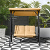 Outsunny 2 Seater Covered Outdoor Swing Chair Porch Swing Bench Lounger Hammock with Removable Cushion Tilt Canopy, Beige