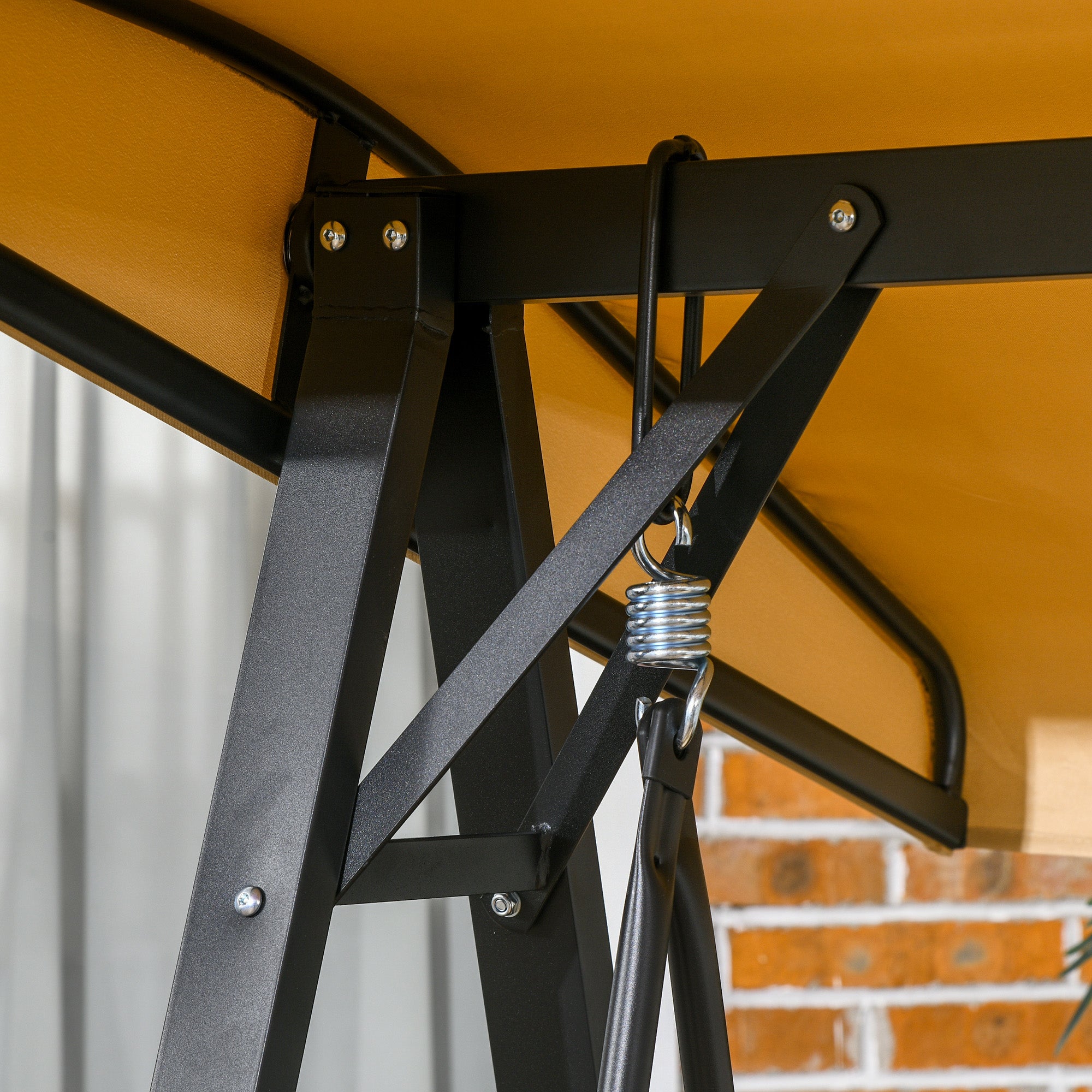 Outsunny 2 Seater Covered Outdoor Swing Chair Porch Swing Bench Lounger Hammock with Removable Cushion Tilt Canopy, Beige