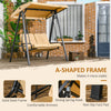 Outsunny 2 Seater Covered Outdoor Swing Chair Porch Swing Bench Lounger Hammock with Removable Cushion Tilt Canopy, Beige
