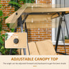 Outsunny 2 Seater Covered Outdoor Swing Chair Porch Swing Bench Lounger Hammock with Removable Cushion Tilt Canopy, Beige