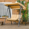 Outsunny 2 Seater Covered Outdoor Swing Chair Porch Swing Bench Lounger Hammock with Removable Cushion Tilt Canopy, Beige