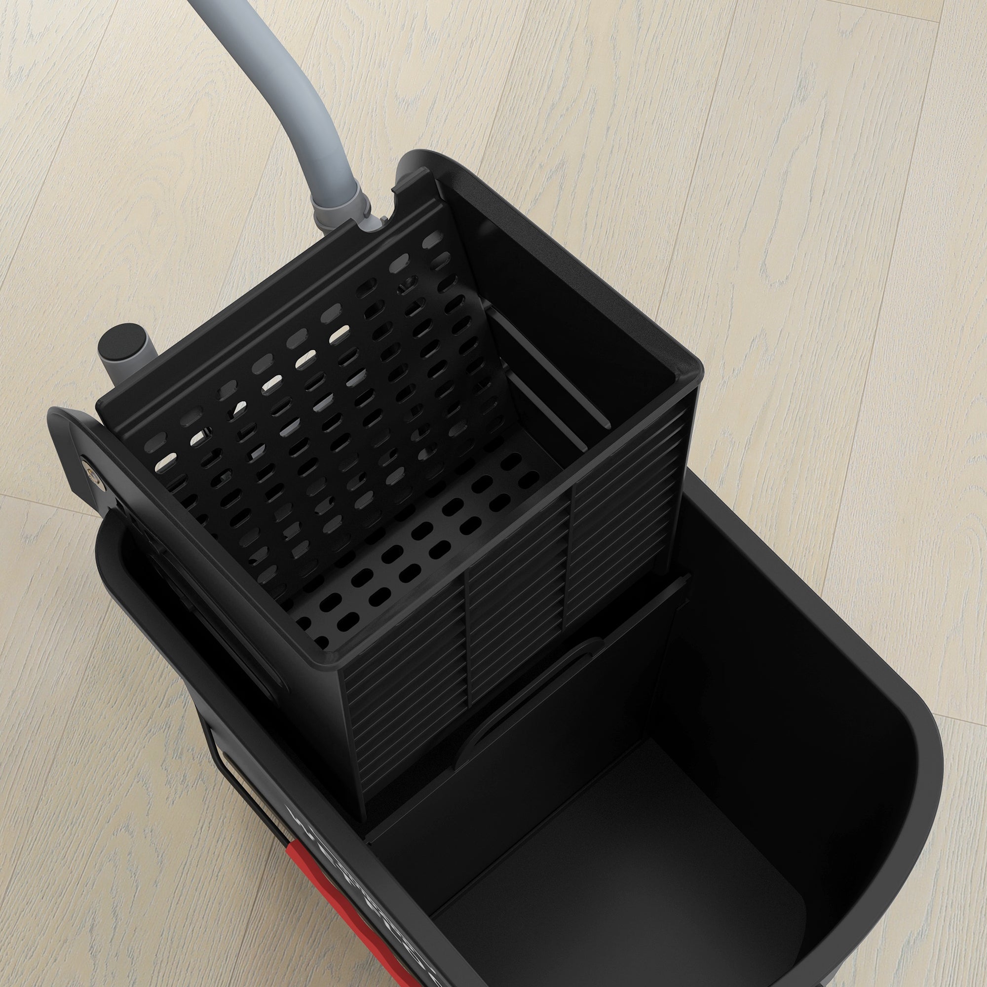 HOMCOM 20L Mop Bucket with Wringer and Handle, Mop Bucket on Wheels for Floor Cleaning, Separate Dirty and Clean Water, Black