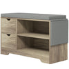 HOMCOM Shoe Bench with Storage, Modern Upholstered Entryway Bench with Open Shelves, Drawers and Pocket for Living Room, Hallway, Grey