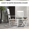 Outsunny 3 Pieces Outdoor Rocking Chair Set, Wooden Patio Rocking Chair Set with Folding Side Table, High Back and Armrests for Garden, Porch, Supports Up to 353 lbs, White