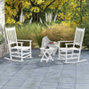 Outsunny 3 Pieces Outdoor Rocking Chair Set, Wooden Patio Rocking Chair Set with Folding Side Table, High Back and Armrests for Garden, Porch, Supports Up to 353 lbs, White