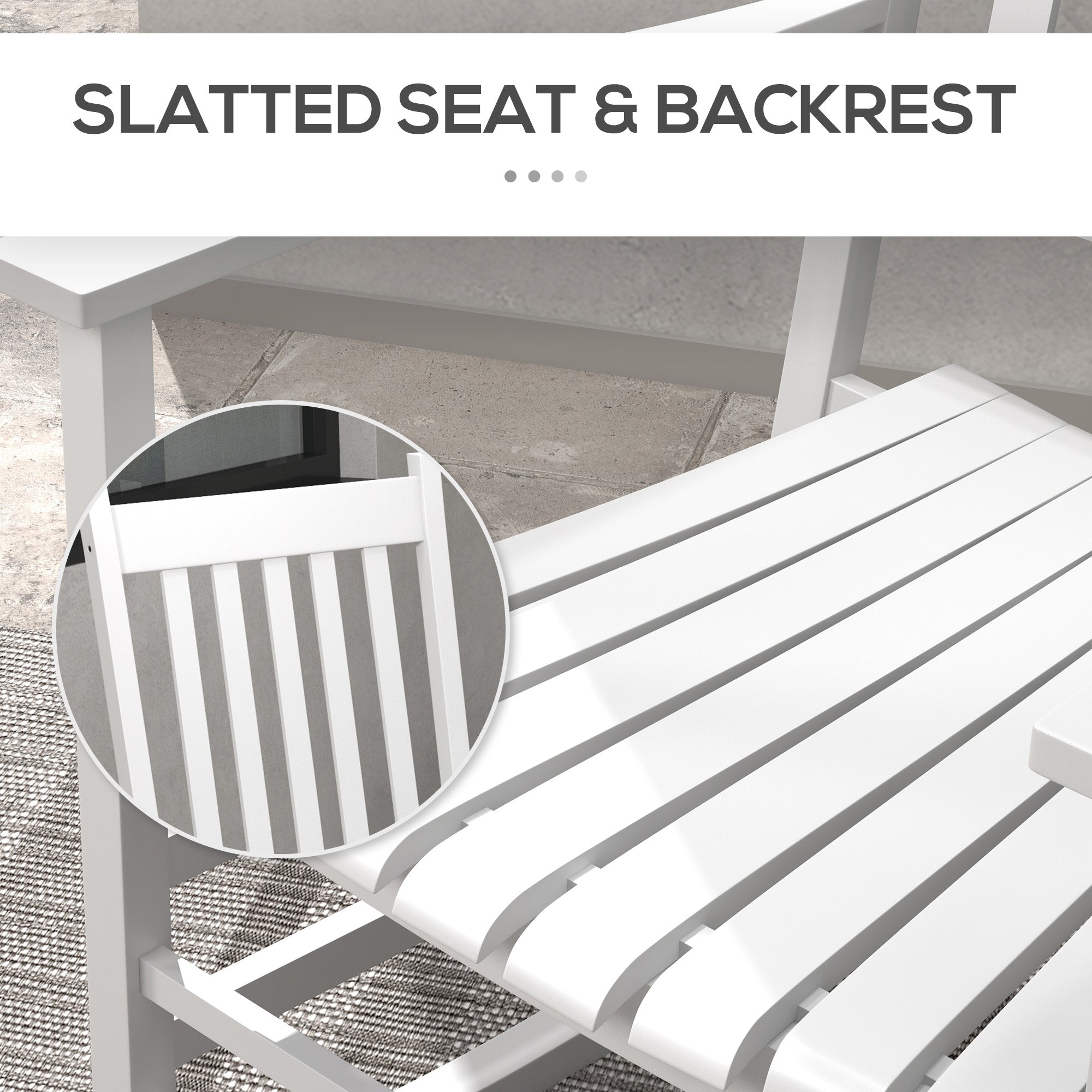 Outsunny 3 Pieces Outdoor Rocking Chair Set, Wooden Patio Rocking Chair Set with Folding Side Table, High Back and Armrests for Garden, Porch, Supports Up to 353 lbs, White