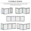 PawHut Freestanding Pet Gate 4 Panel Wooden Dog Barrier Folding Safety Fence with Support Feet up to 80.25" Long 24" Tall for Doorway Stairs Light Grey