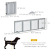 PawHut Freestanding Pet Gate 4 Panel Wooden Dog Barrier Folding Safety Fence with Support Feet up to 80.25" Long 24" Tall for Doorway Stairs Light Grey