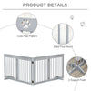 PawHut Freestanding Pet Gate 4 Panel Wooden Dog Barrier Folding Safety Fence with Support Feet up to 80.25" Long 24" Tall for Doorway Stairs Light Grey